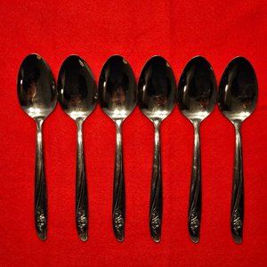 Oneida ROSEANNE Rose Petal Stainless Flatware Tablespoons Floral 7 1/4” Lot of 6